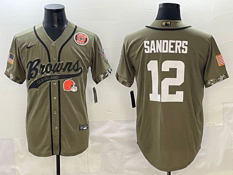 Men 2025 Cleveland Browns 12 Sanders Green Joint Name Nike Limited NFL Jersey style 2